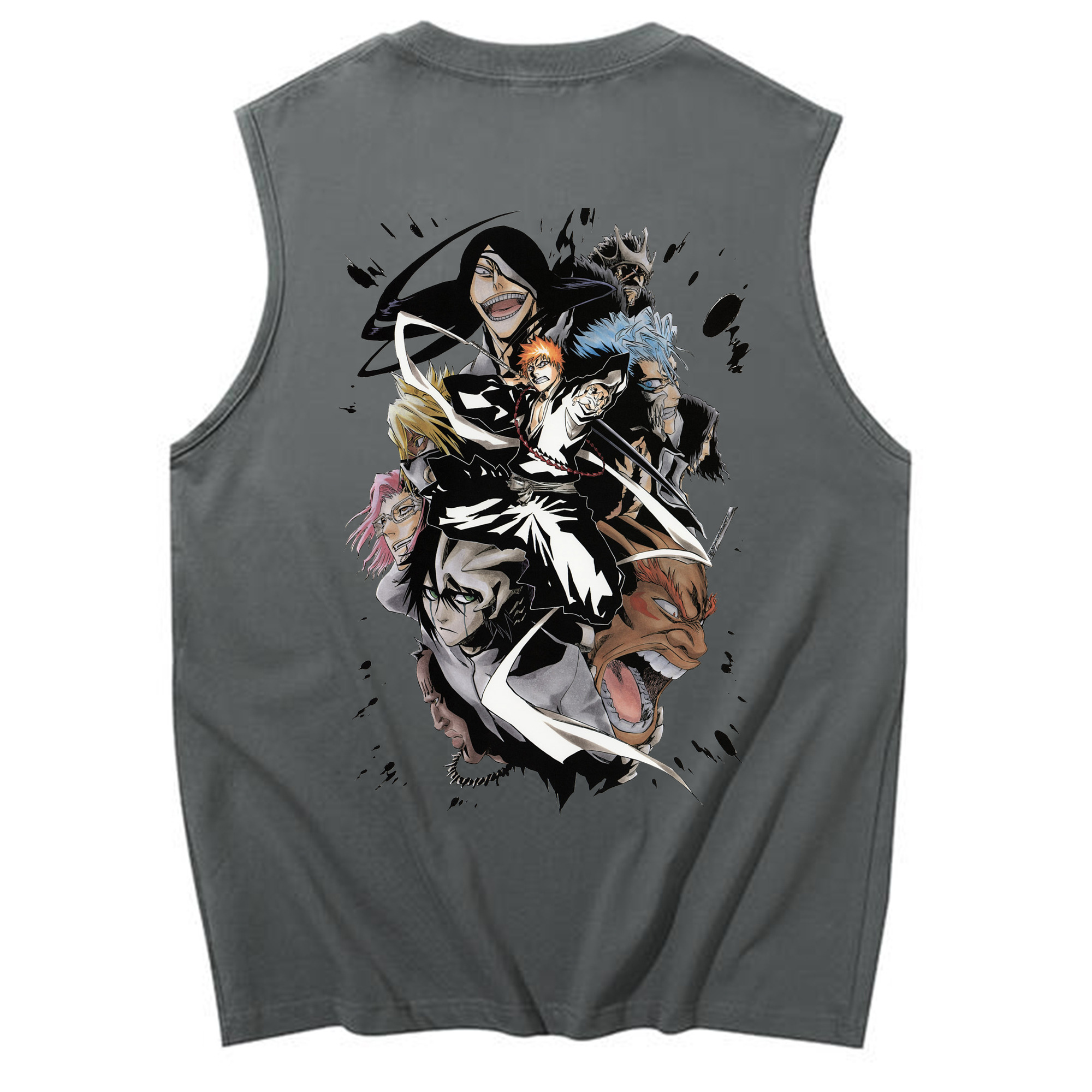 （画像用） ブリーチ 黒崎一護（くろさき いちご）BLEACH Kurosaki Ichigo コットン100％タンクトップ（背面プリント）